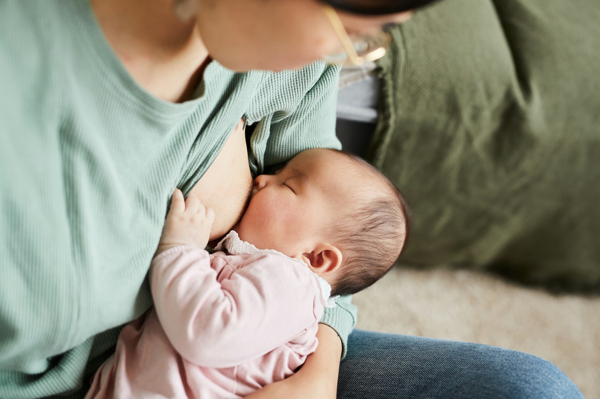 Mother with baby during breastfeeding